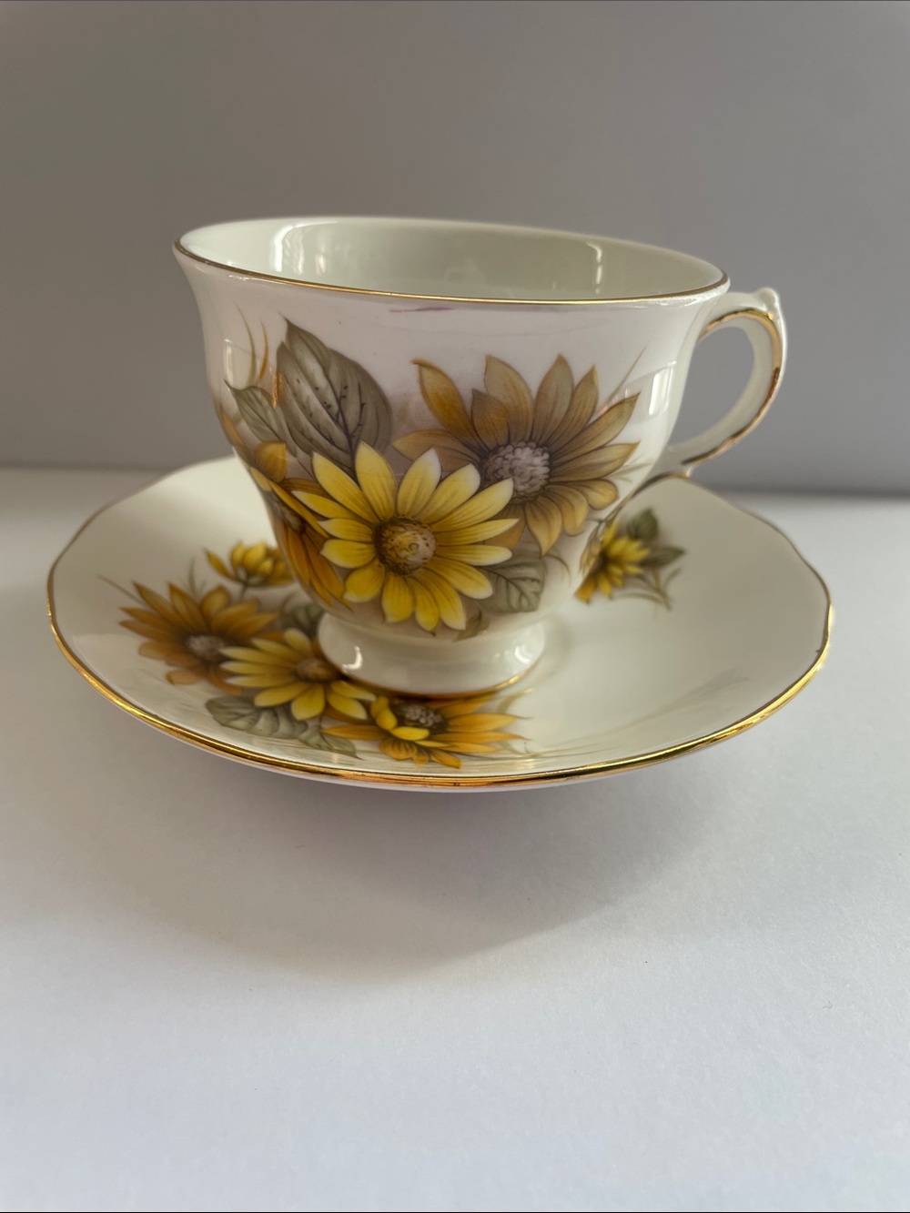 Vintage 60s Royal Vale sunflower Teacup and Saucer